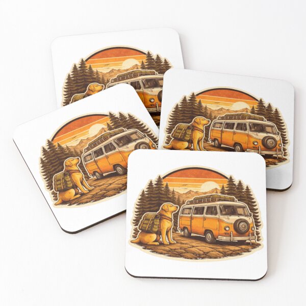 Item preview, Hiking Labrador Vanlife – Retro Camper Van Adventure Dog Sticker designed and sold by PawPrintCustom.