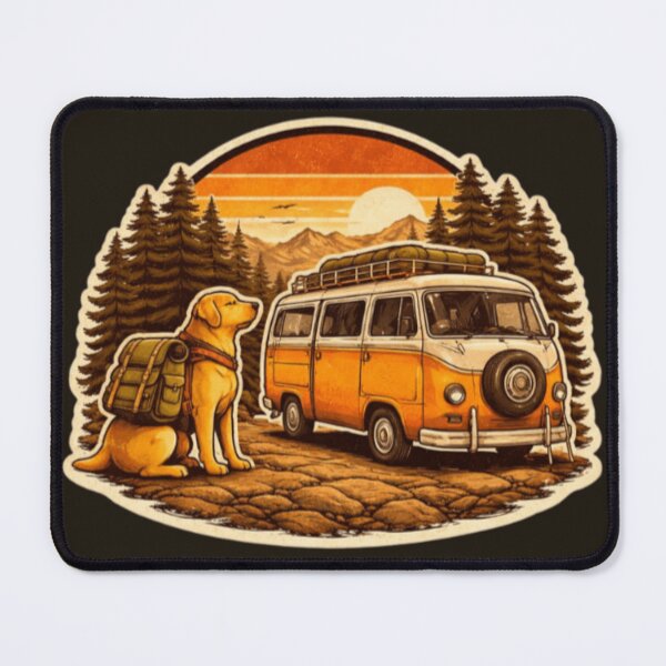 Item preview, Hiking Labrador Vanlife – Retro Camper Van Adventure Dog Sticker designed and sold by PawPrintCustom.