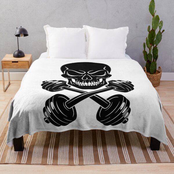 Item preview, Skull With Crossed Dumbbells Fitness Illustration designed and sold by AFernandesDSG.