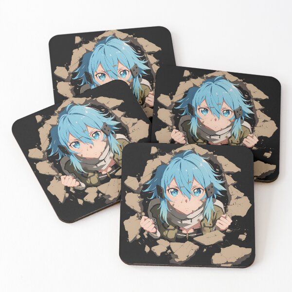 Item preview, Sinon Sword Art Online Anime Calm Chibi Peeking Blue Hair designed and sold by TorbenKuhano.