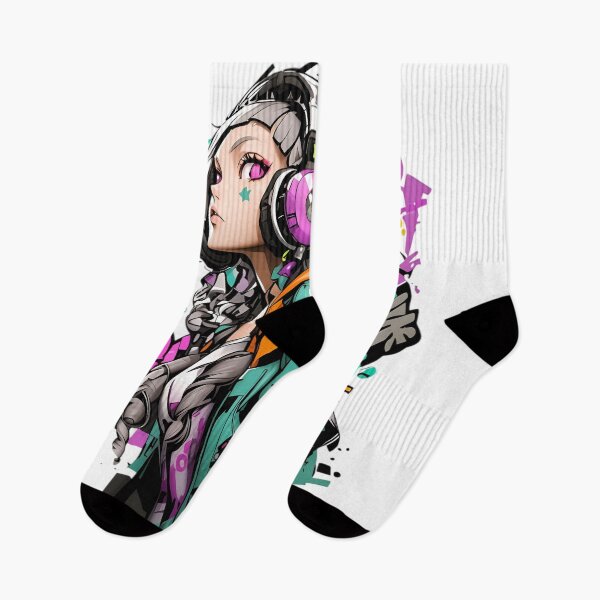 Item preview, Neon Beat Girl – Cyberpunk Anime Headphones Aesthetic designed and sold by Dyan4.