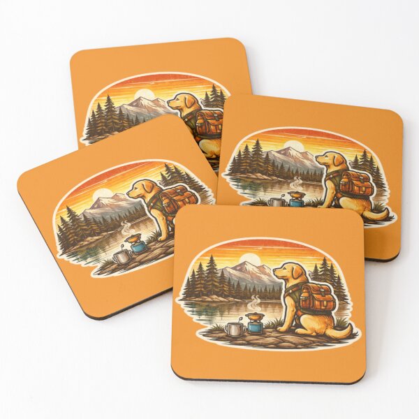 Item preview, Hiking Labrador Coffee Break – Retro Mountain Lake Camping Sticker designed and sold by PawPrintCustom.