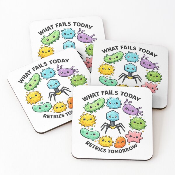 Item preview, “WHAT FAILS TODAY RETRIES TOMORROW” – Cute Microbes designed and sold by LongIslandDesgn.
