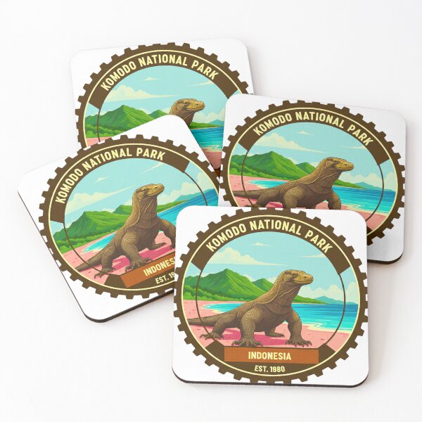 Item preview, Komodo National Park Indonesia - Vintage Komodo Dragon Pink Beach Sticker designed and sold by MT-Hub | Cute Aesthetic Art, Stickers & Phone Cases.