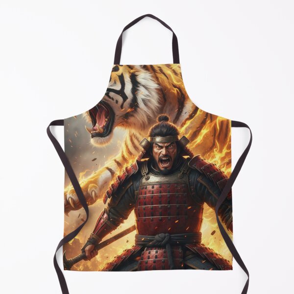 Item preview, Flameborn Samurai with Tiger Guardian – Epic Japanese Warrior Fantasy Art | Mori no Akari Series designed and sold by Mori-no-Akari.