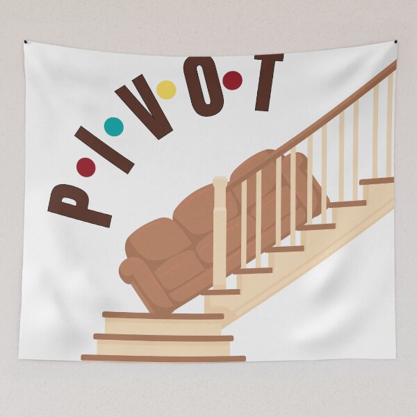 Item preview, Pivot! Iconic Friends Couch Staircase Illustration designed and sold by Aybiko.