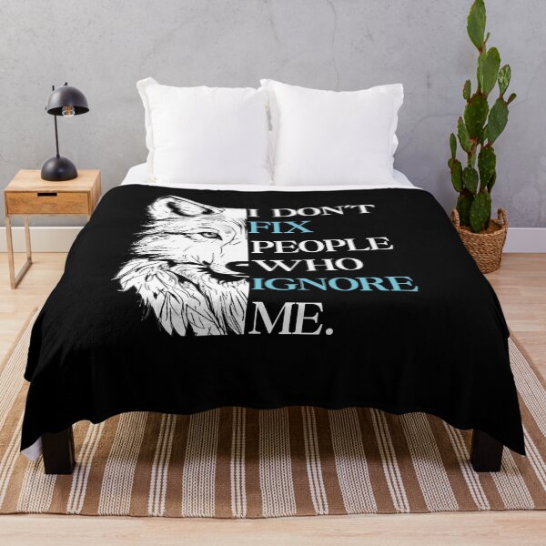 Item preview, I don't Fix People  Who Ignore Me - Wolf Motivational Quote Premium T-Shirt designed and sold by PrintChics.
