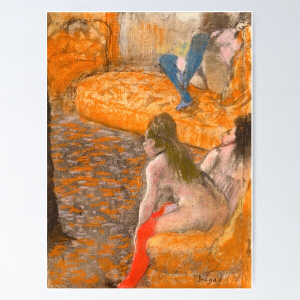 Attente Dun Client by Edgar Degas: Intimate Impressionist Boudoir Poster Poster