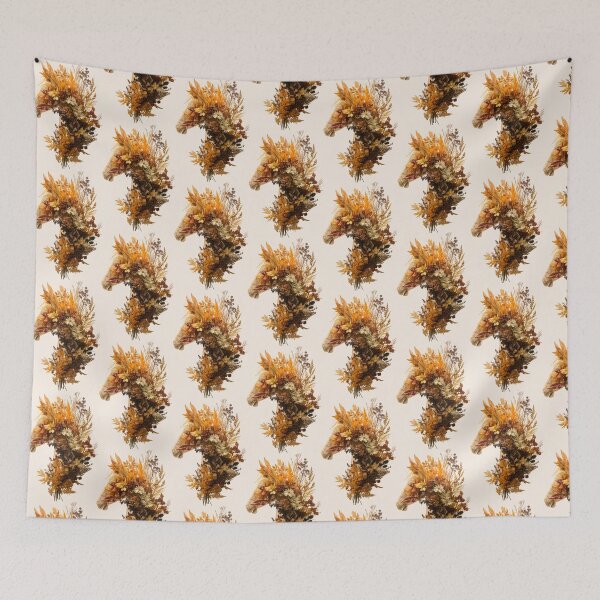 Item preview, Rustic Autumn Horse - Dried Flowers & Leaves Boho cottagecore Art designed and sold by Flora & Myth Studio.