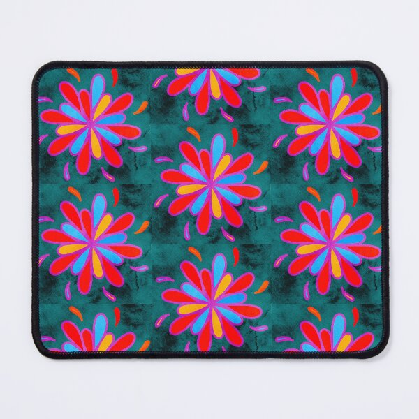 Item preview, Dopamine Art - Joyful - Hand Drawn Floral Design Bright and Cheerful on Blue Texturized Background designed and sold by Victoria Rose.