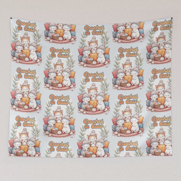 Item preview, Crochet and Cats cute crafty cats art designed and sold by Art by Kristie.