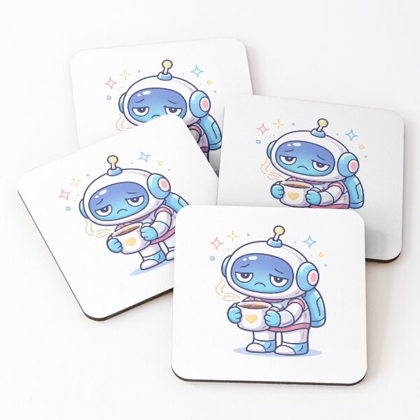 Item preview, Sleepy Robot Drinking Coffee Morning Mood designed and sold by Lumiart1408.