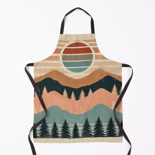 Item preview, Retro Sunset Mountain Landscape Illustration | Vintage Nature Art designed and sold by Glitterblix.