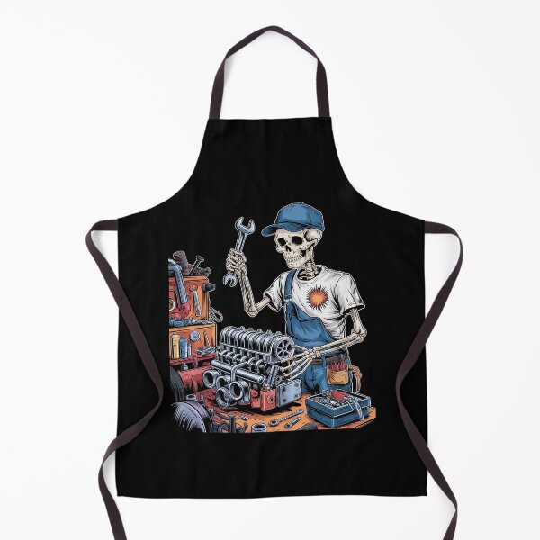 Item preview, Skeleton Mechanic Car Engine Automative Repair Cartoon designed and sold by FadeOfThrone.