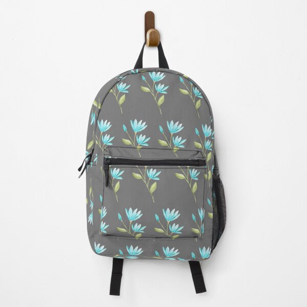 Item preview, Sky blue floral pattern with three branches on a gray background designed and sold by lunadesignsmoon.