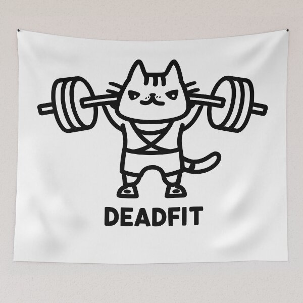 Item preview, cat weightlifting deadfit designed and sold by Uglyandcute.