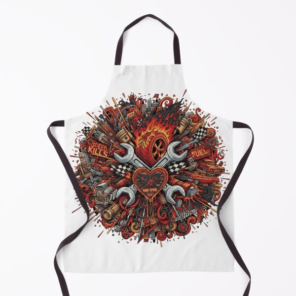 Item preview, Fuel and Flames Racing Heart Gearhead Doodle designed and sold by InkRebelprint.