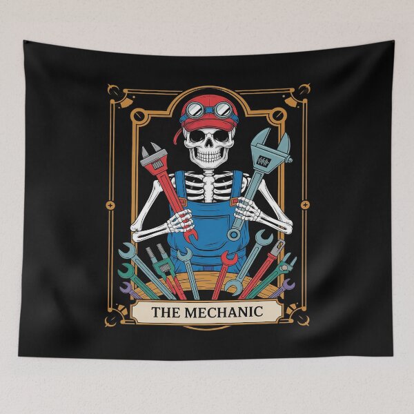 Item preview, The Mechanic Tarot Card Dad Husband Skeleton Mechanic designed and sold by FadeOfThrone.