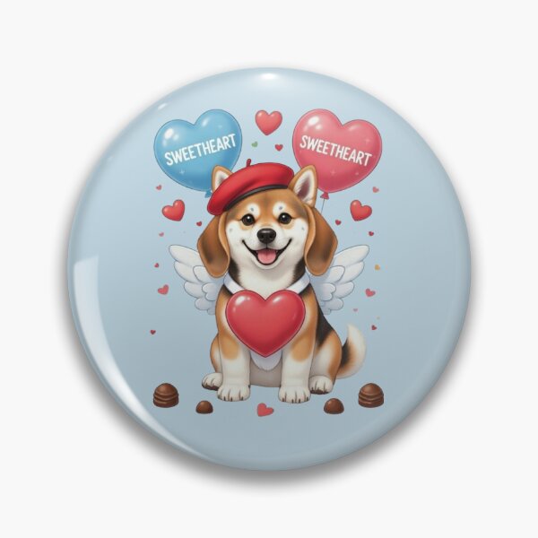 Item preview, Cute Beagle Puppy Valentine's Day Angel | Sweetheart Balloons & Red Beret designed and sold by E-SarnEdge.