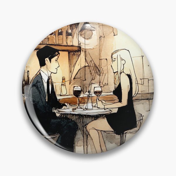 Item preview, Intimate Bar Date - Couple at Counter Vintage Illustration Art designed and sold by Banal25.