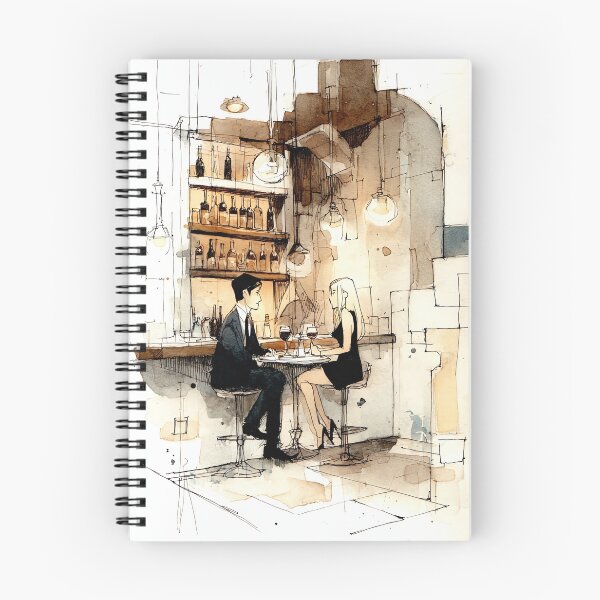 Item preview, Intimate Bar Date - Couple at Counter Vintage Illustration Art designed and sold by Banal25.