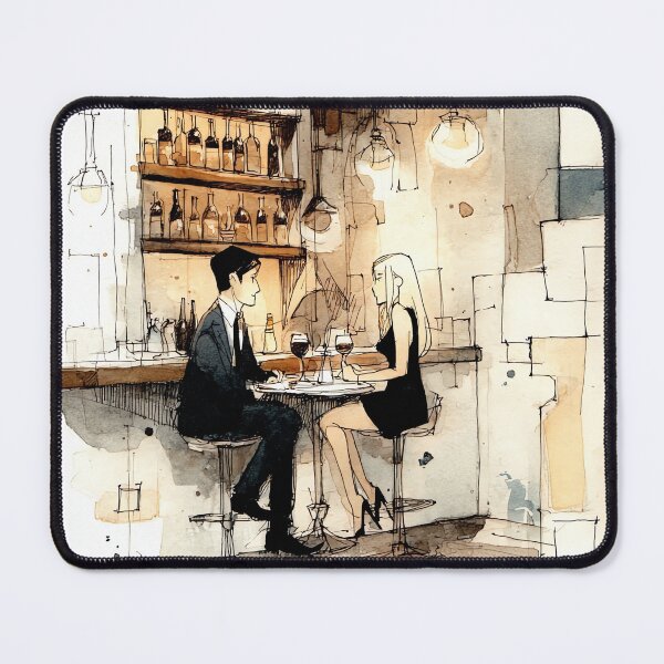Item preview, Intimate Bar Date - Couple at Counter Vintage Illustration Art designed and sold by Banal25.