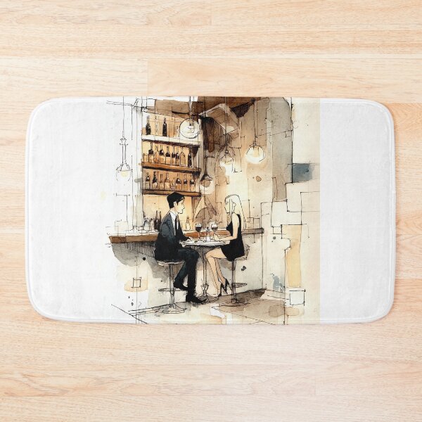 Item preview, Intimate Bar Date - Couple at Counter Vintage Illustration Art designed and sold by Banal25.