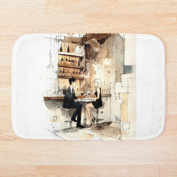 Item preview, Intimate Bar Date - Couple at Counter Vintage Illustration Art designed and sold by Banal25.