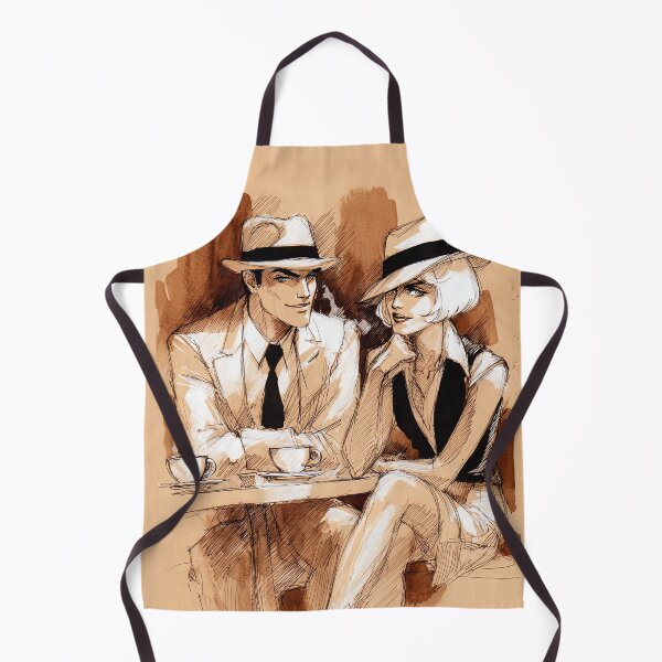 Item preview, Vintage Gangster Couple Art - 1920s Style Romantic Cafe Illustration designed and sold by Banal25.