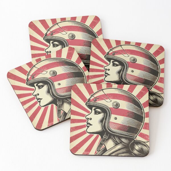 Item preview, Vintage Motorcycle Helmet Girl Retro Pop Art Illustration designed and sold by Glitterblix.
