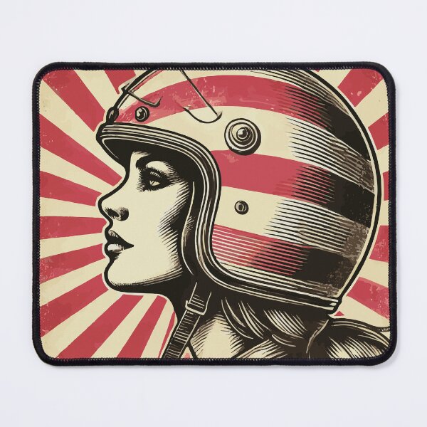 Item preview, Vintage Motorcycle Helmet Girl Retro Pop Art Illustration designed and sold by Glitterblix.