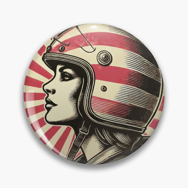 Item preview, Vintage Motorcycle Helmet Girl Retro Pop Art Illustration designed and sold by Glitterblix.