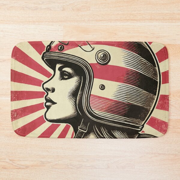 Item preview, Vintage Motorcycle Helmet Girl Retro Pop Art Illustration designed and sold by Glitterblix.