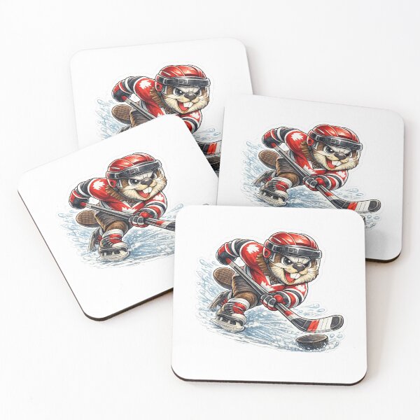 Item preview, Canadian Beaver Hockey Player – Cute Ice Hockey Sticker designed and sold by OndrejsDesign.