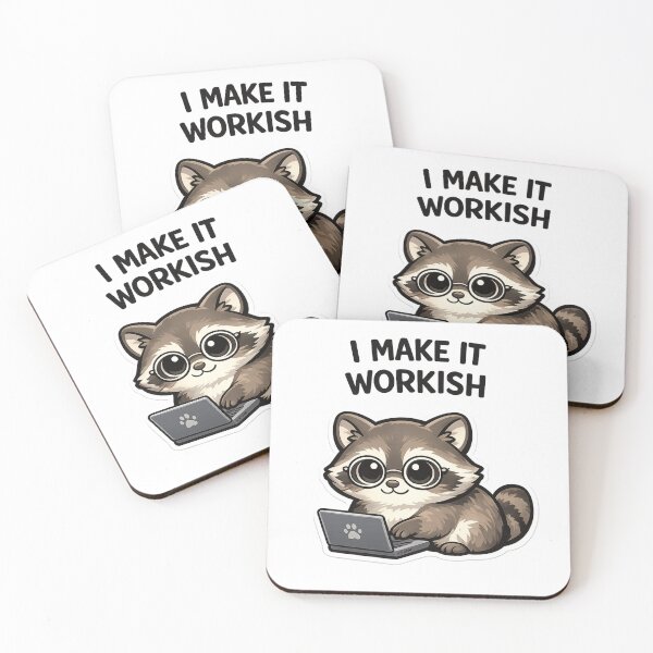 Item preview, I Make It Workish Cute Raccoon With Laptop Illustration designed and sold by LongIslandDesgn.