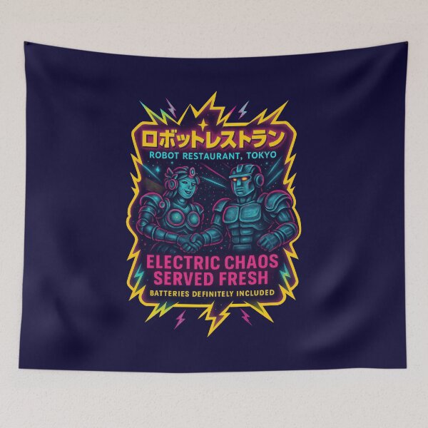 Item preview, Robots Shake Hands In Electric Tokyo designed and sold by EdvvinStudios.