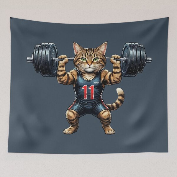 Item preview, cat weightlifting deadfit designed and sold by Uglyandcute.