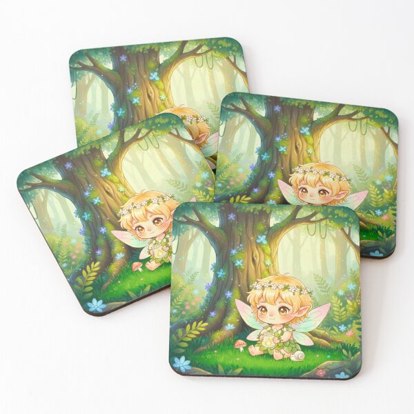 Item preview, Cute Forest Fairy with Lantern and Snail – Watercolor Fantasy Art designed and sold by MBBialyPiksel.