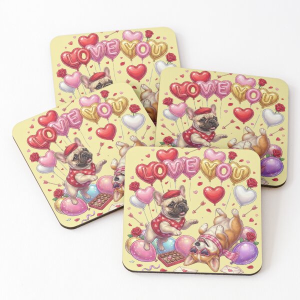 Item preview, Funny French Bulldog & Corgi Puppy Valentine's Day | Love You Balloons & Sunglasses designed and sold by E-SarnEdge.