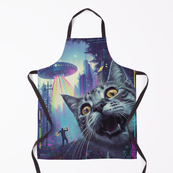 Item preview, Cybernetic Cat Encounter - Funny Cat UFO Alien Abduction designed and sold by Steele-Art.