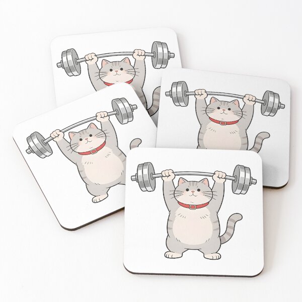 Item preview, cat weightlifting barbell cat designed and sold by Uglyandcute.