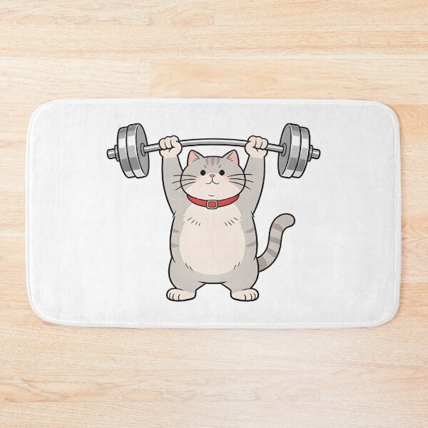 Item preview, cat weightlifting barbell cat designed and sold by Uglyandcute.