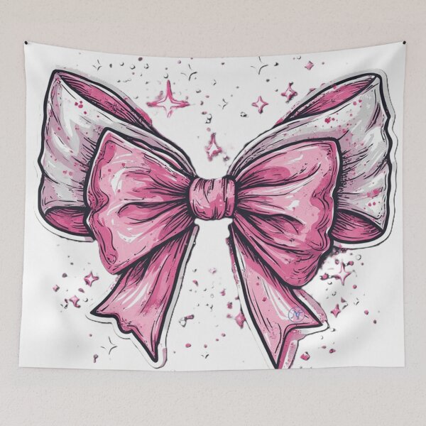 Item preview, Pink Sparkle Bow Aesthetic  Cute Glitter Ribbon Illustration by NegarTv Designs designed and sold by NegarTv Designs.