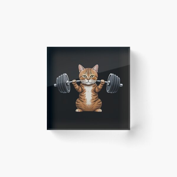 Item preview, cat weightlifting barbell cat designed and sold by Uglyandcute.