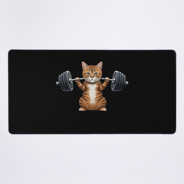 Item preview, cat weightlifting barbell cat designed and sold by Uglyandcute.