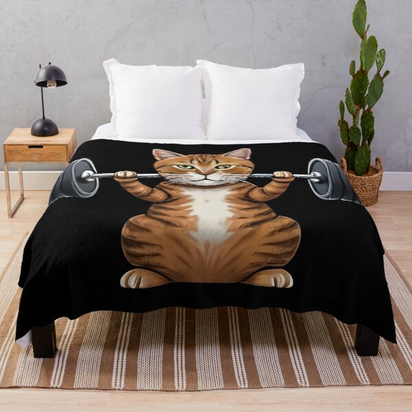 Item preview, cat weightlifting barbell cat designed and sold by Uglyandcute.