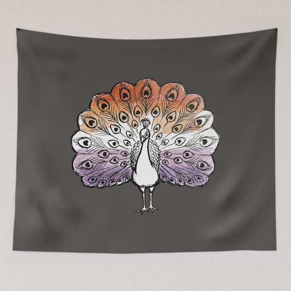 Item preview, Sapphic Peacock Drawing Lesbian Pride Flag Colors Feathers designed and sold by TackyTime.