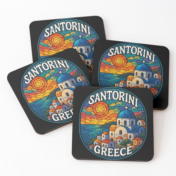 Item preview, Santorini Greece Colorful Stained Glass Travel designed and sold by TomFrontierArt.