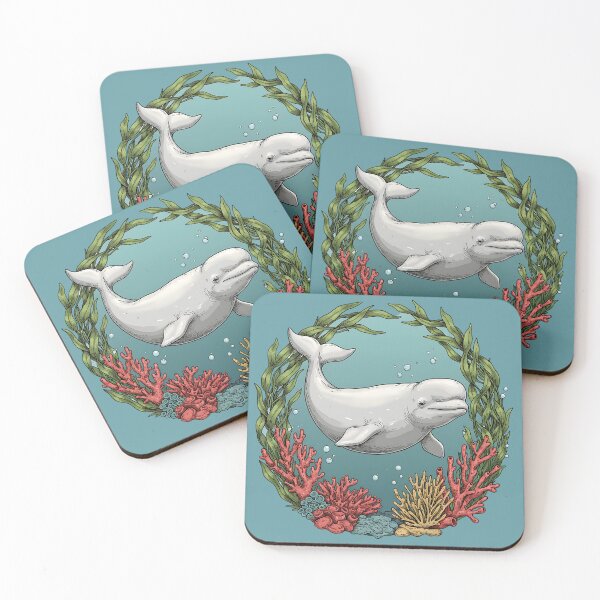 Item preview, Vintage Beluga Whale With Coral Reef And Seaweed  designed and sold by BirdsnStuff.