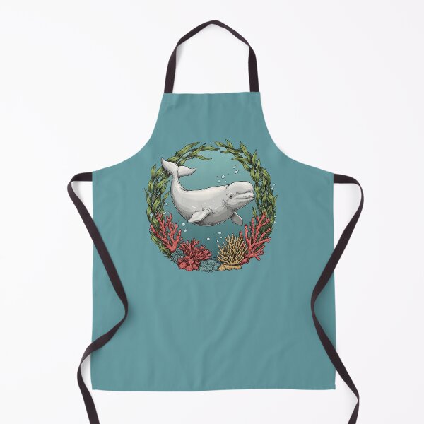 Item preview, Vintage Beluga Whale With Coral Reef And Seaweed designed and sold by BirdsnStuff.